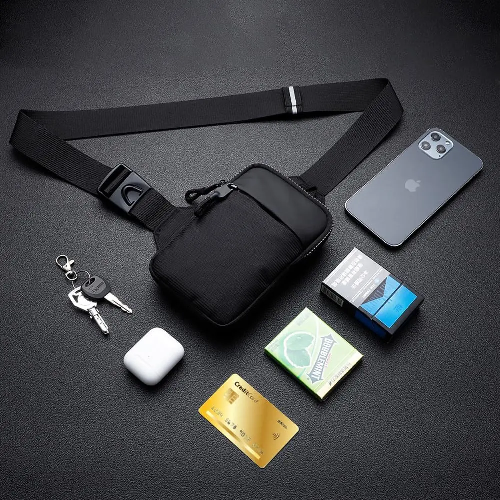 Men's Mini Crossbody Sling Sport Shoulder Bag - Dual-Pocket, Water-Resistant, Secure, Durable Chest Bag - Ideal for Running, Travelling, Sport Shoulder Bags
