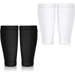 2 Pairs Shin Guard Sleeves, Soccer Shin Guard Covers Soft Soccer Sock Sleeves Shins Pads Socks Breathable Shins Pads Holders for Man Woman Adults Beginners  Football Black & White