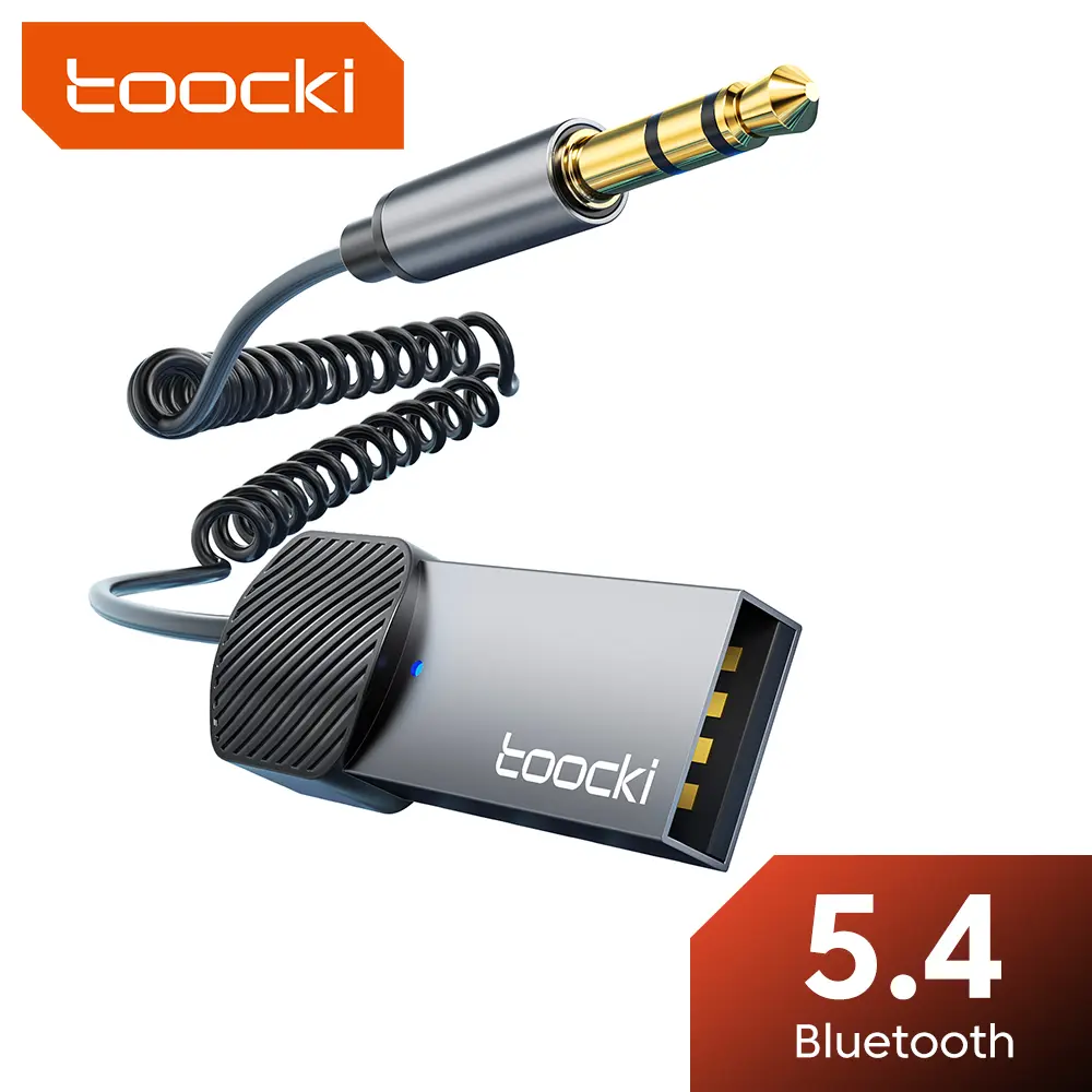 Toocki USB Bluetooth AUX Audio Receiver - Wireless Automotive Electronic Accessory, Black
