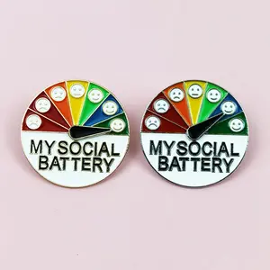 Creative mood switch brooch - rotating pointer fashion accessory metal pin badge rainbow spinner