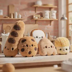 Cute Bread Plush Toys Croissants Toast Fluffy Soft Doll Realistic Decorative Ornaments Good Company Birthday Gifts for Children