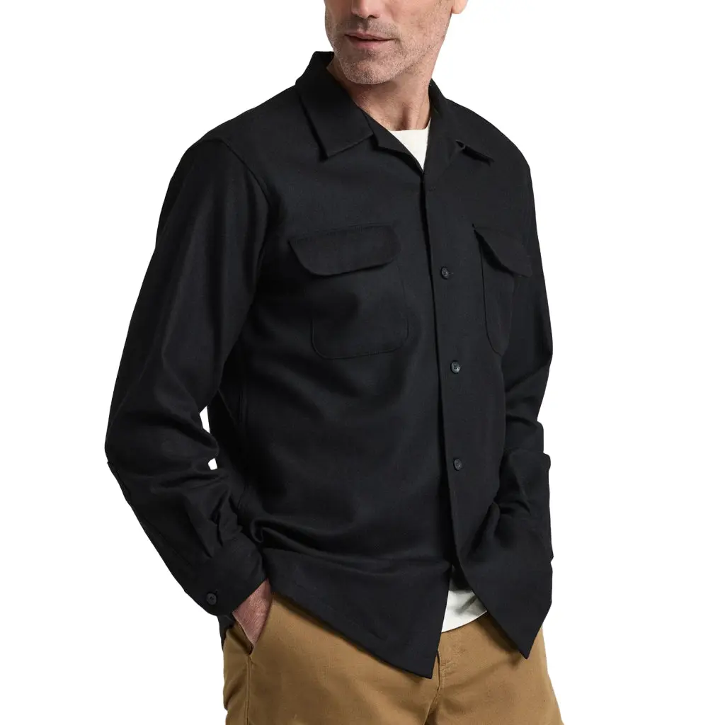 Pendleton Men's Tall Fit Collared Neck Virgin Wool Board Shirt - Longsleeves, Menswear, Stain-Resistant Fabric, Casual Everyday Black Men's Top
