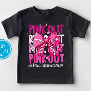 Youth and Adult Coquette Bow Football tshirt, Pink Breast Cancer Awareness shirt, Youth Shirt, Youth Clothes, Back to School Shirt, Youth Casual Wear, Gift For Son And Daughter, Baseball Drip Tee, Youth Clothes, Baseball Stuff For Boys Girls