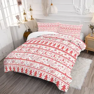 2/3 Pcs Red Christmas Theme Comforter Set, Gingerbread Man & Snowflake Pattern Bedding Sets, Contain Quilt Core & Not Pillow Core, Warm Breathable All Seasons, Add a Festive Touch to Your Bedroom Decor