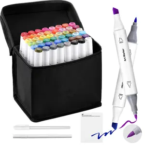 48 Color Dual Tip Alcohol Markers - Smooth Blend for Pro Sketching & Creative Projects Colorful Precision Pens with Travel Case