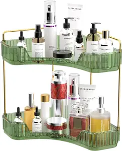 2-Tier Makeup Organizer with Large Capacity – Space-Saving Bathroom Counter Storage for Perfume, Skincare & Cosmetics, Easy Access Vanity Organizer