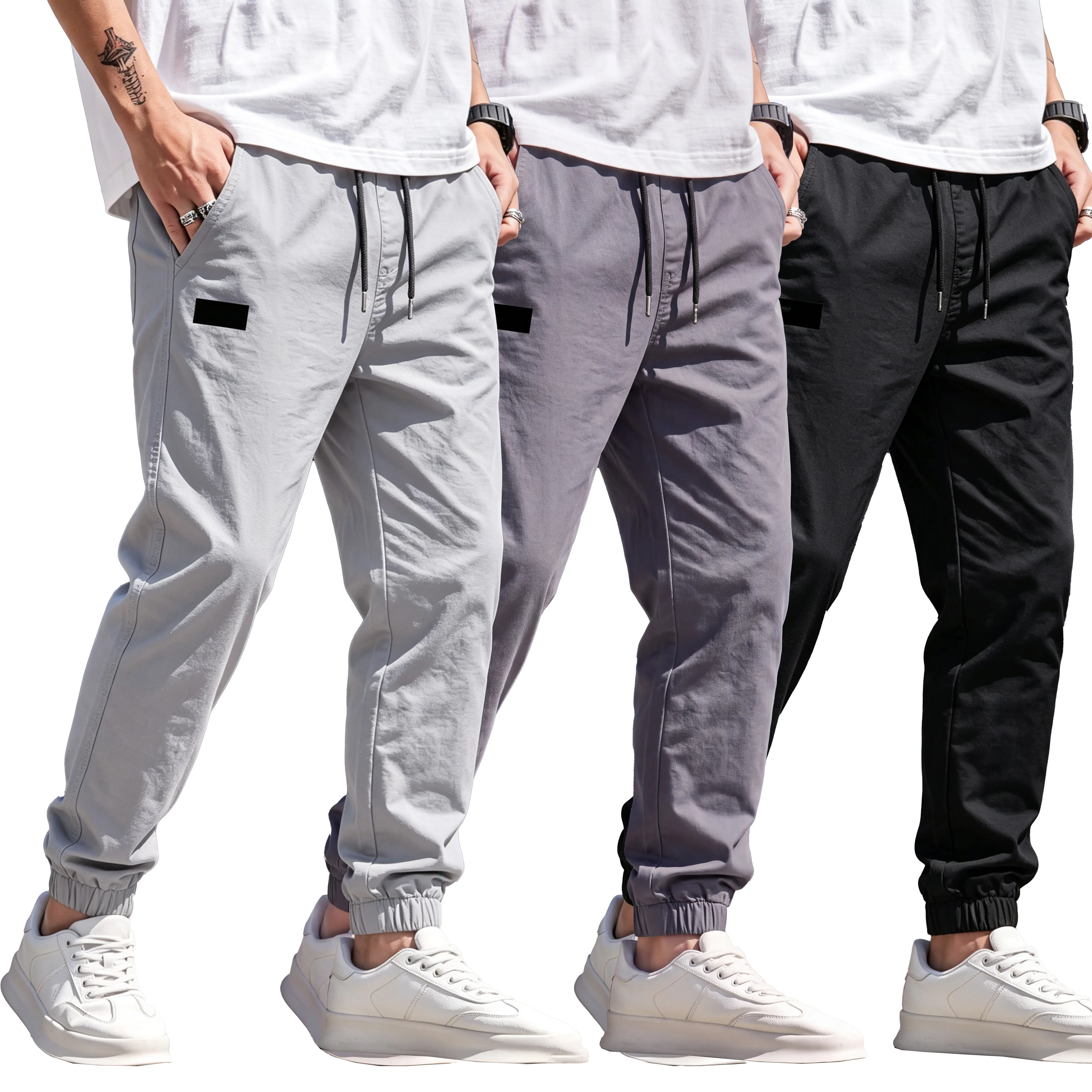 Men’s lightweight cargo casual jogger pants with elastic drawstring waist, harem-style tapered leg, versatile for outdoor activities, commuting, sports, and jogging
