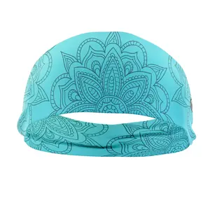 RAVEbandz The Pro - Wide Stretch Headband (Aqua Mandala)