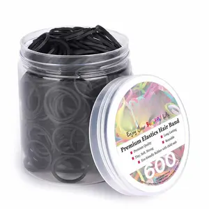 3/4” Inches Black Hair Rubber Bands for Hair Ties Small Mini Elastics Bands Large Braiding Ponytail Holders for Baby Toddler Girls  No Damage 600pcs (M) Latex-Free