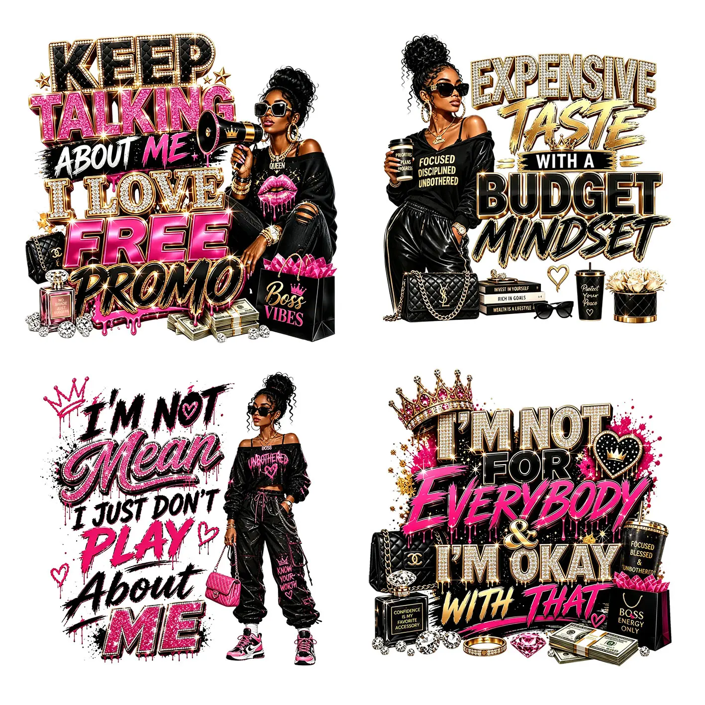 "Keep Talking About Me" DTF Transfer Iron-On Decals - Quote Graphics, Bold Print, Streetwear Look - Unbothered, Real Street Confidence Vibes - Multiple Designs Washable Heat Transfer Stickers for T-Shirts, Bags - DIY Sewing Accessory