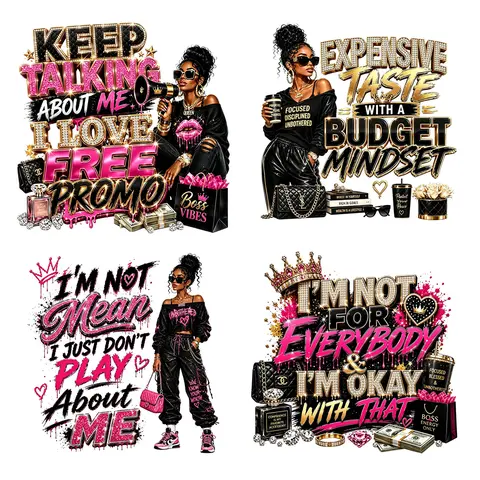 "Keep Talking About Me" DTF Transfer Iron-On Decals - Bold Quote Graphics, Streetwear Style, Unbothered Vibes - Wash Resistant, Multiple Designs - DIY Crafts Supplies for T-Shirt Decor, Bags - Sewing Accessory
