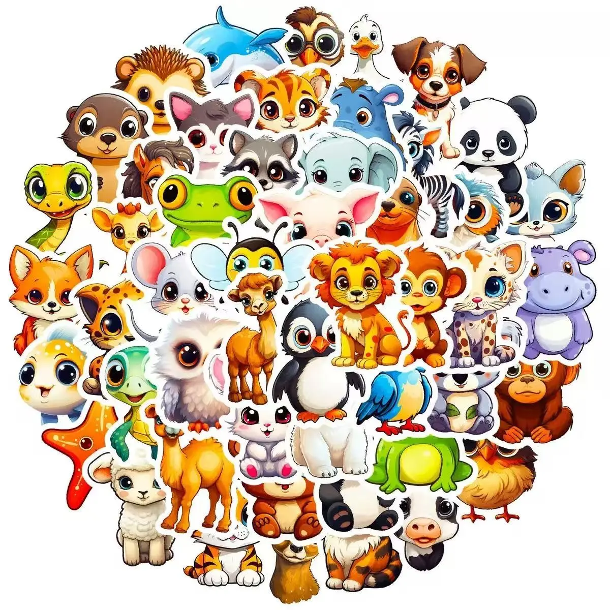 50pcs Large Eye Animal Stickers, New Arrival Cute Cartoon Natural Small Animals Graffiti Stickers, Perfect for Kids and Crafts, Crafts Kit, Animal Scrapbook Decals, Aesthetic Stickers