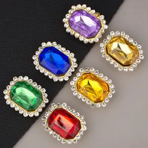 Adhesive DIY hand-sewn rectangular double-layer bow hardware for Crocs shoes and bags accessories