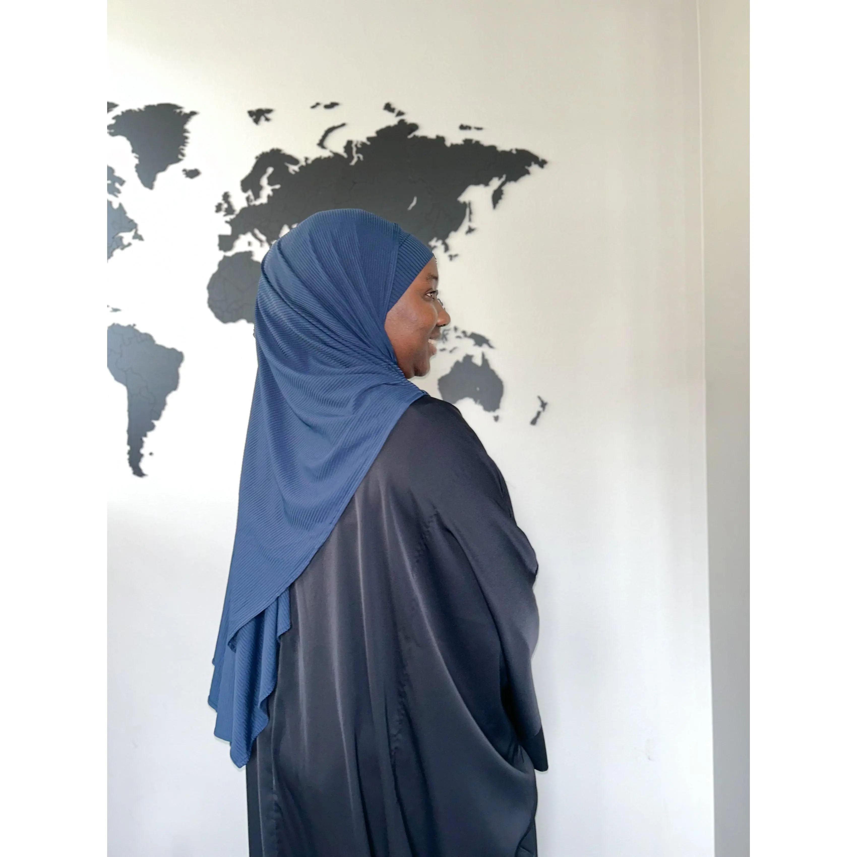 Ribbed Jersey Hijab - Navy