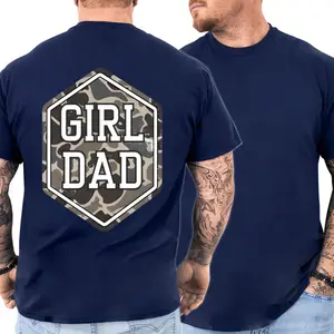 Camo Girl Dad Shirt - Cool Dad of Daughters Tee - Bold Back Graphic Print T-Shirt - Aesthetic Fatherhood Gift for Him