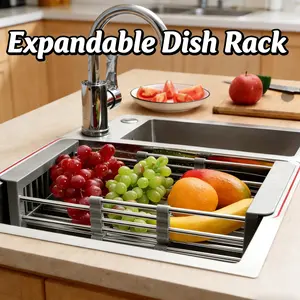 Easter Decor Kitchen Counter Dish Drying Rack with Cutlery Compartment - Space-Saving Organizer for Plates,Rack for Dishes, Bowls & Fresh Produce