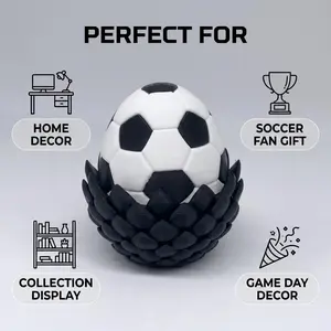 Football Dragon and Egg Decorative Ornament, Handmade Print Collectible, Dreamy Decoration and Gift, Football Event Decorations, Soccer, Home Decor Ornament, Collectible Figure Decor, Livingroom Decor And Accessories