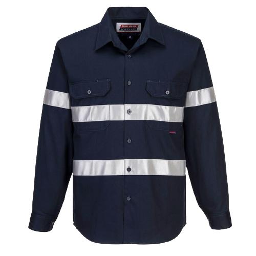 Portwest Geelong Shirt, Long Sleeve, Regular Weight Reflective Safety MA908