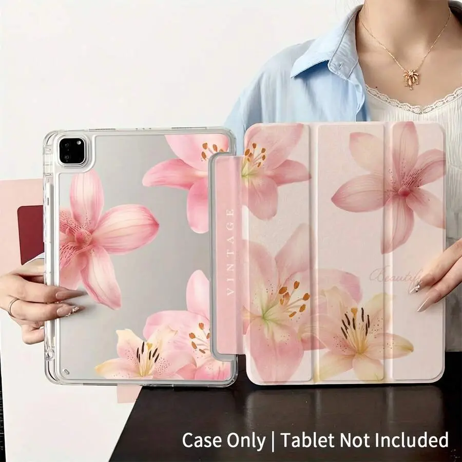 Elegant Floral Print Tablet Case With Soft, Shock-Absorbing Protection, Pen Slot, Ultra-Thin Design, Stand Function, And Auto-Wake Feature; Compatible With IPad 9.7/10.2/10.9/11/12.9, 10th Gen, Air 11, Air 4/5/6, And Galaxy A7/A8/A9+/S6/S7/S8/S9/S9FE/S10+