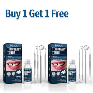 Tooth Repair Kit - Temporary Fake Teeth Replacement Kit with Dental Mirror Tools for Temporary Restoration of Missing & Broken Teeth Replacement Dentures