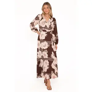 Safia Midi Dress - Brown Floral