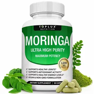 1200mg Pure Moringa Capsules | Natural Moringa Leaf Powder for Immune & Gut Health, 90 Vegan Capsules Vitamin Supplement Dietary Edible Fitness Plant