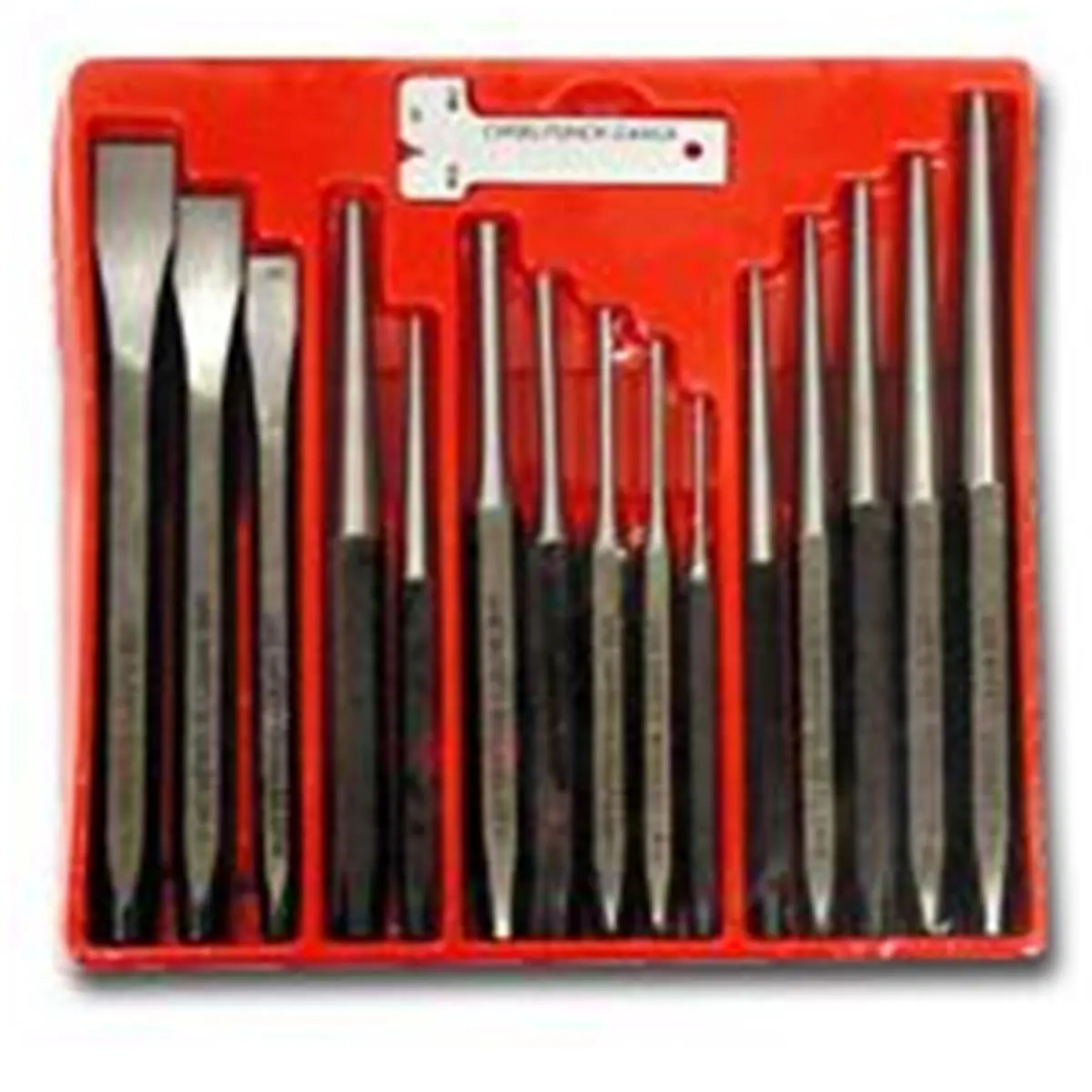 Pneumatic 16-Piece Punch and Chisel Hand Tool Set, Featuring 1/8" x 5" Center Punch, Cold Chisels, Heat Treated Tools for Metal Work, Center Punch: 1/8" X 5"