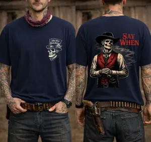 Doc holiday Say When Old West Death Dealers Collection Tombstone Ghost Town Zoombie T-shirt, Cowboy shirt, Full Color, Full Size