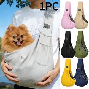 Lightweight Crossbody Bag for Dogs and Cats, Outdoor Animal Carrier, Breathable Strap, Portable and Foldable, Ideal for Outdoor Activities, Safe Pet Carrier