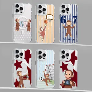 Magnetic Curious George phone case for iPhone 17/16/15/14/13/12/11/XS/Pro Max/Plus/AIR,MagSafe for Samsung GalaxyS26/S25/S24/S23/S22/PLUS/ULTRA/FE/A56/A54,Compatible with MagSafe Wireless Slim Clear Phone Case Anti-Yellowing Shockproof Protective Cover
