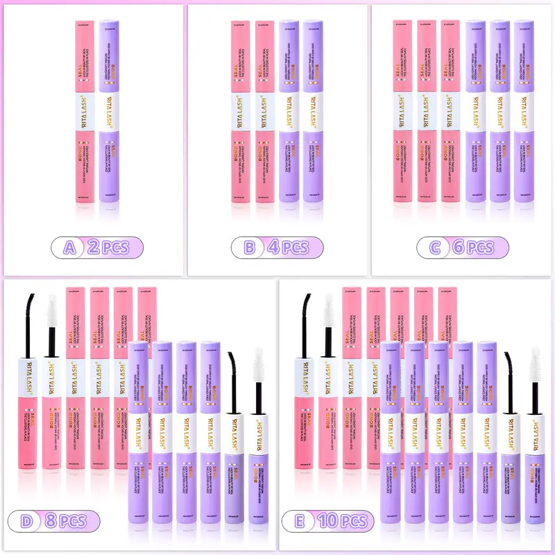 RITALASH Waterproof Eyelash Glue (10 Pcs), 2-in-1 Long-Lasting Lash Bond & Seal Glue, Sweat-Proof Cosmetic Eyelash Extension Glue for Fluffy Eyelashes Cluster, Waterproof Cluster Lash Glue Eyelash Adhesive, Eyelash Bonding Glue