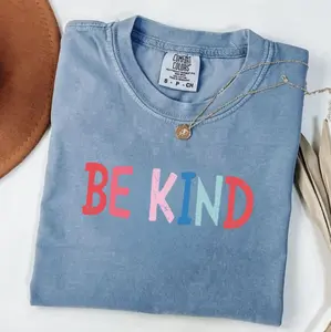 Comfort Colors Be Kind Teacher T-Shirt, Choose Kindness, Retro Teacher, Back to School Shirt Gift, Elementary School Teacher Clothes, Top Womenswear