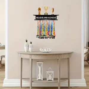 Metal Medal Display Stand, Athlete Honor Rack, Key Holder, Clothes Hanger, Classic Home Decor Trophy Wall Storage Organizer