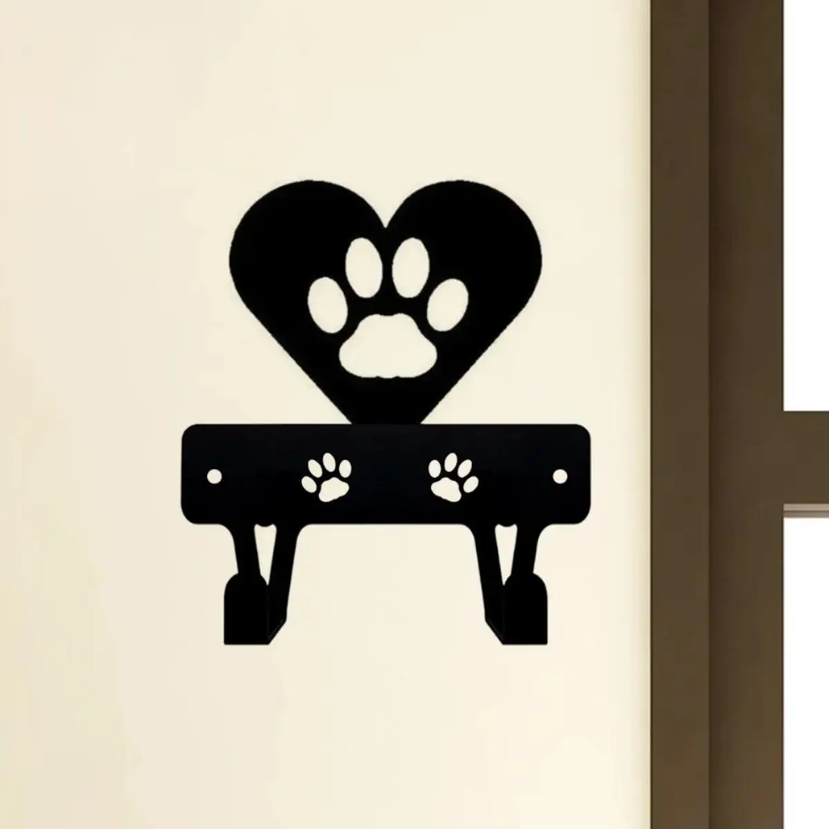 Cat Paw Design Key Holder, Heart Shaped Wall Mounted Hook with Adhesive Backing, Cute Metal Wall Decor for Keys & Accessories, Shelves