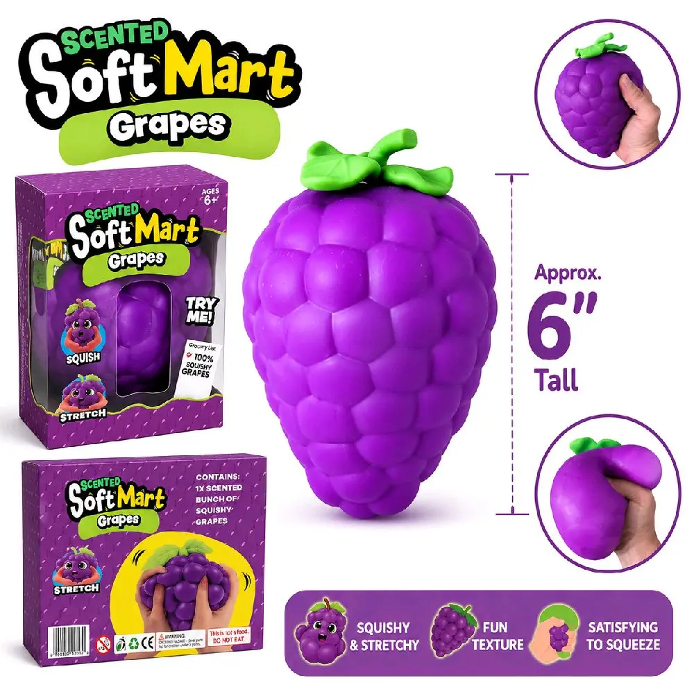 Large Grape Squishy Toy - Sensory Stuff, Fidgets Squishies, Kids Stuff for Stress Relief