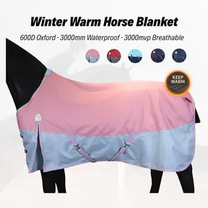 BARN & STABLE Heavy-Duty 600D Waterproof Horse Blanket - 3000mm/3000mvp Winter Turnout Rug with 200g Fill, & Adjustable Fit, All-Weather Horse Cover for Horses (Arabian, Thoroughbred, Shetland) - Durable Equestrian Gear, Horse Rugs Waterproof