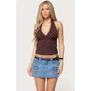 Edikted Women's Ginny Mixed Polka Dot Halter Top