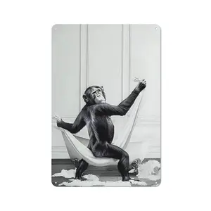 Funny Decor Metal Sign -  Funny Animal Sign Bathroom Decor Metal Sign Bathtub Black and White Funny Cute Decor for Bathrooms  8*12in