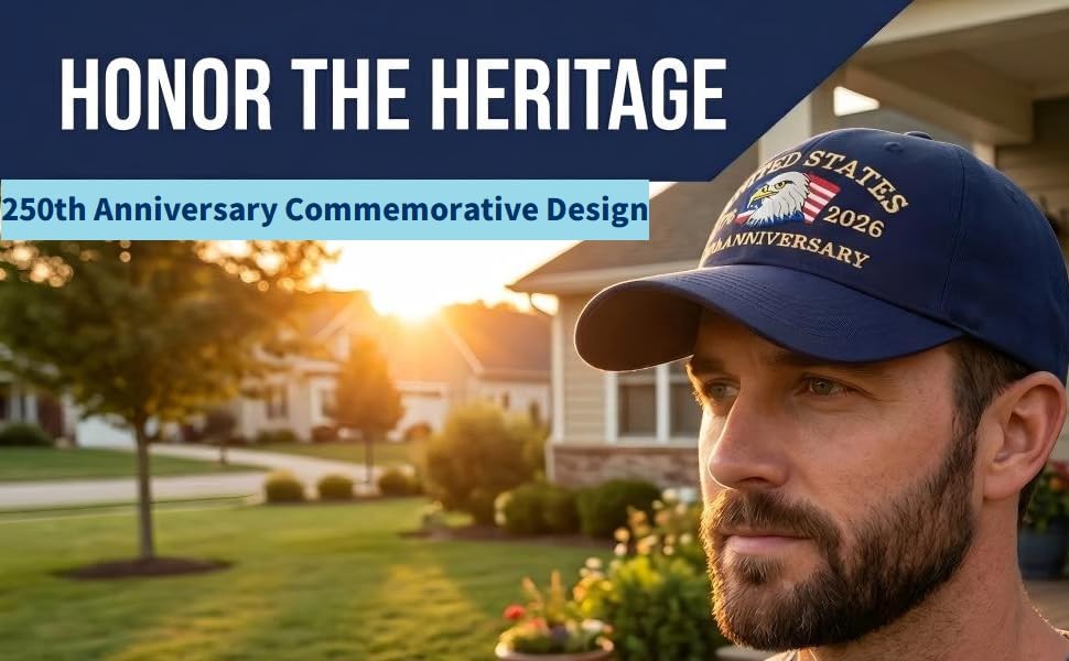 250th Anniversary USA Hat, Adjustable Embroidered Patriotic Retro Washed Baseball Caps