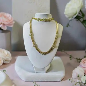 Elegance Set Gargantilla y Pulsera Cristales de Oro laminado 14k