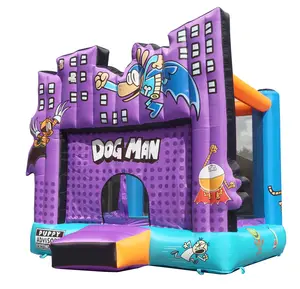 Backyard Kids Dog Man Inflatable Bounce House, Officially Licensed Outdoor Jump Castle for Kids 3–10, Spacious Indoor Outdoor Bouncer, Durable Nylon Design, Blower and Stakes Included