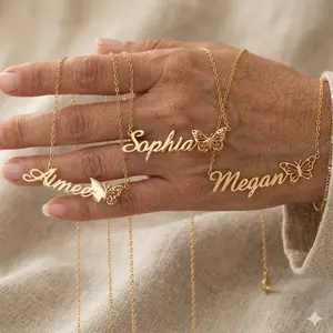 Personalized Custom Name Necklace for Women Letter Pendant Stainless Steel Jewelry with Butterfly Design