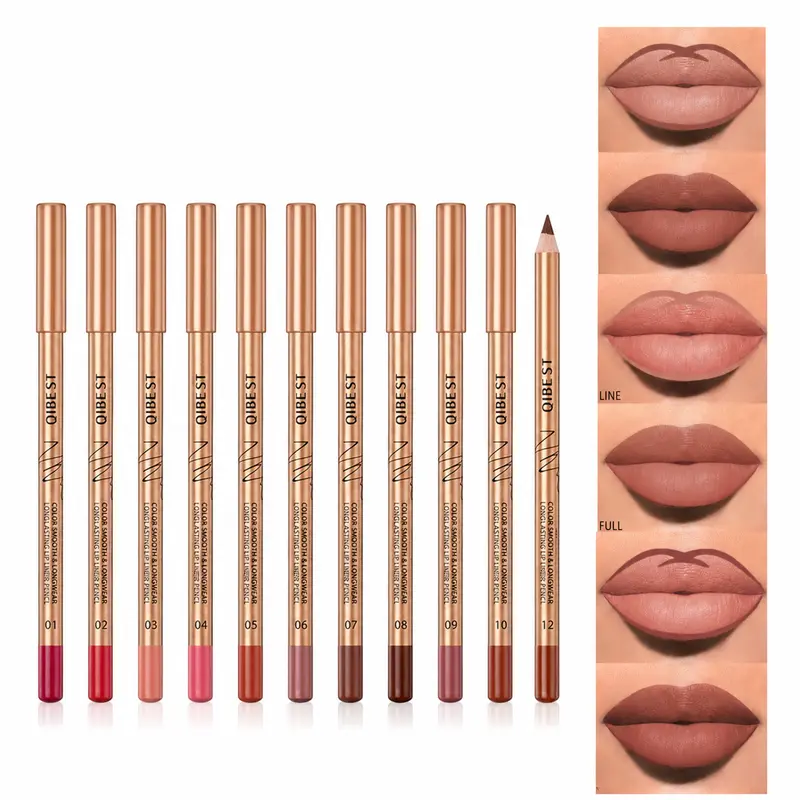 Women's 12PCS Matte Lip Liner Cosmetic Set, Long-Lasting Smudge-Proof Pencils, Easy-Apply Lip Makeup Accessories for Girls-Women