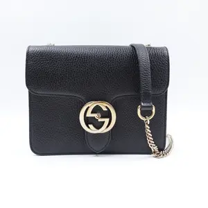 Pre-owned GUCCI Leather Shoulder Bags Interlocking Black Shoulder Bag T10422628