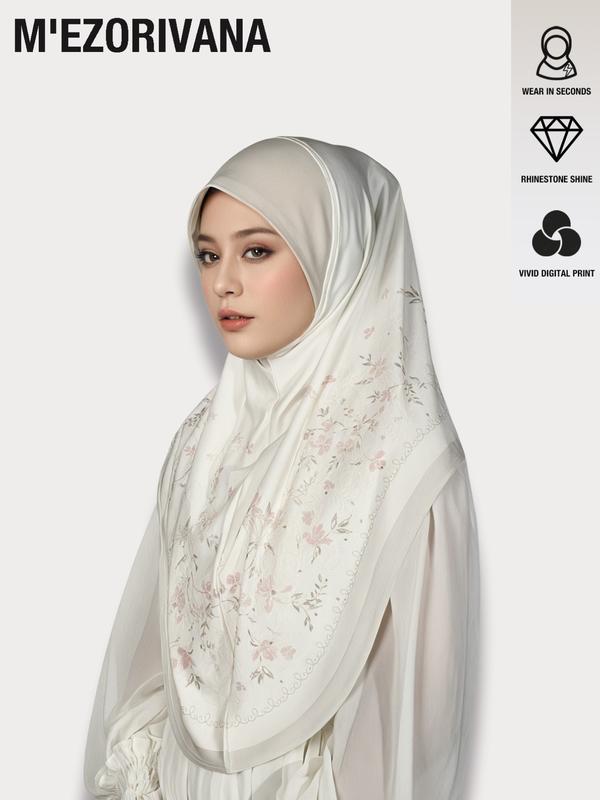 Muslim Headscarf Stretchy Hijab with Floral Print and Gemstone Accents, Multiple Colors Available, Chiffon Fabric, Comfortable Hat Brim, Ideal for Ramadan Muslim Headscarf Stretchy Hijab with Floral Print and Gemstone Accents, Multiple Colors Available, Chiffon Fabric, Comfortable Hat Brim, Ideal for Ramadan