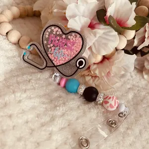 Nurse shaker badge reel with silicone beads