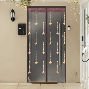 Magnetic Screen Door - Easy to Install Screen Door with Magnetic Closing, Pet and Child Friendly Fiberglass Sliding Door, Decorative Design
