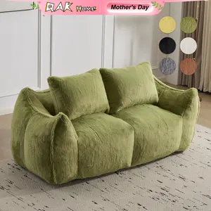QAK 75.2” Giant Bean Bag Couch for Adults, Ultra Soft Fluffy Loveseat Bean Bag Sofa, Oversized Chase Lounge Chair Indoor for Living Room Bedroom, No Assembly Required Cozy Reading Chair with Pillows