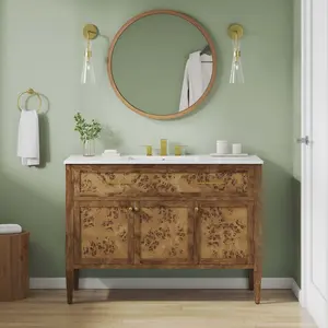 Modway Elysian 48" Wood Single Sink Bathroom Vanity in White Brown