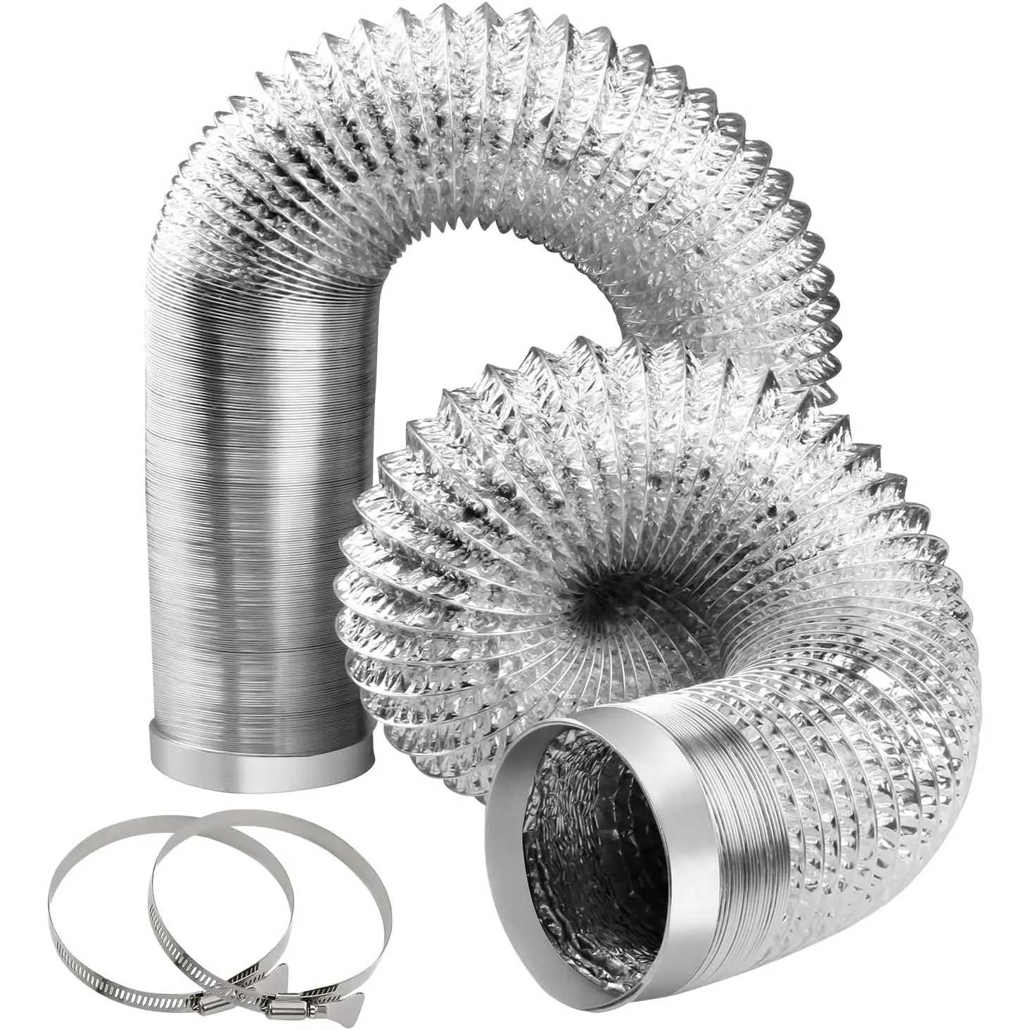 4-Inch Dryer Vent Hose 26FT, Flexible  Duct with 2 Clamps, Heavy-Duty Four Layer Protection for HVAC Ventilation and Exhaust